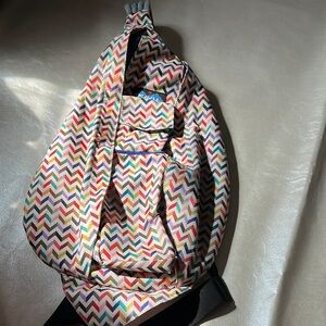 Kavu Red and Pink Chevron Backpack Vibrant Design
